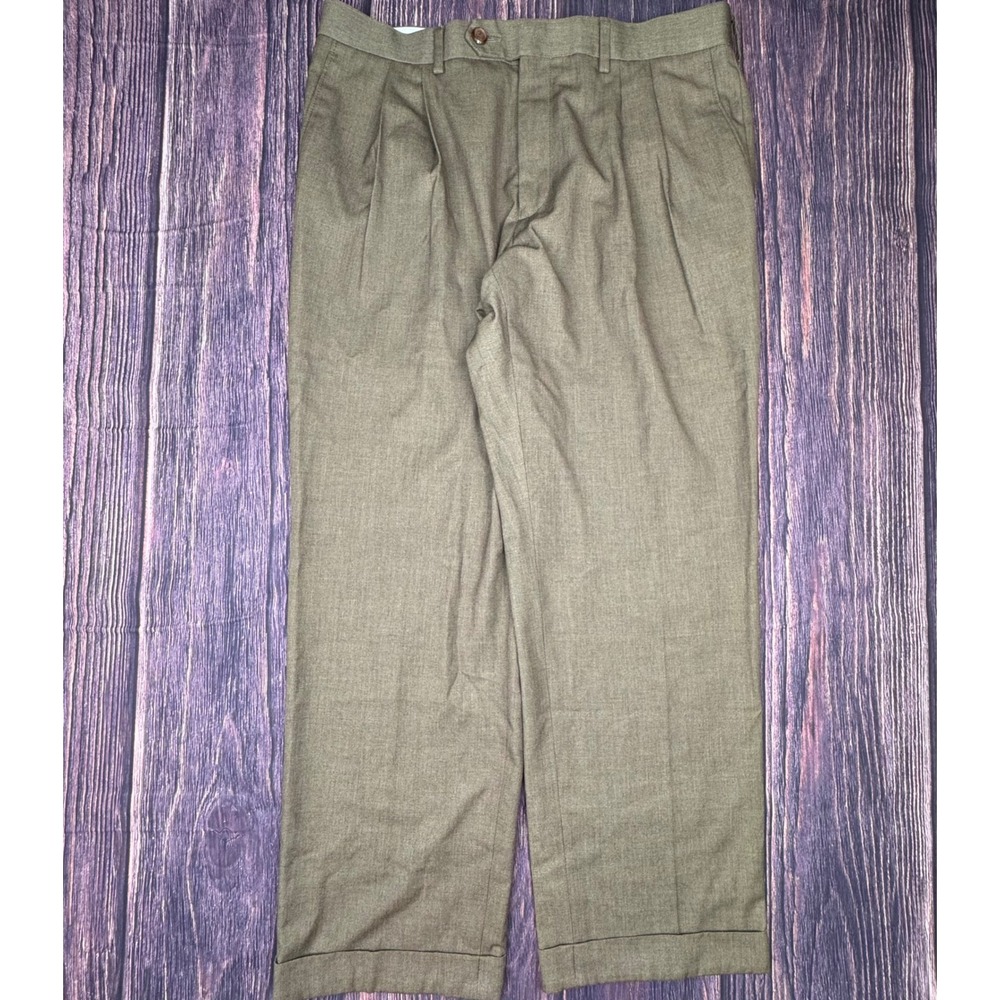 Ralph Lauren Dress Pants 32x30 Poly Rayon Blend Classic Pleated Cuffed Trousers - Picture 2 of 7